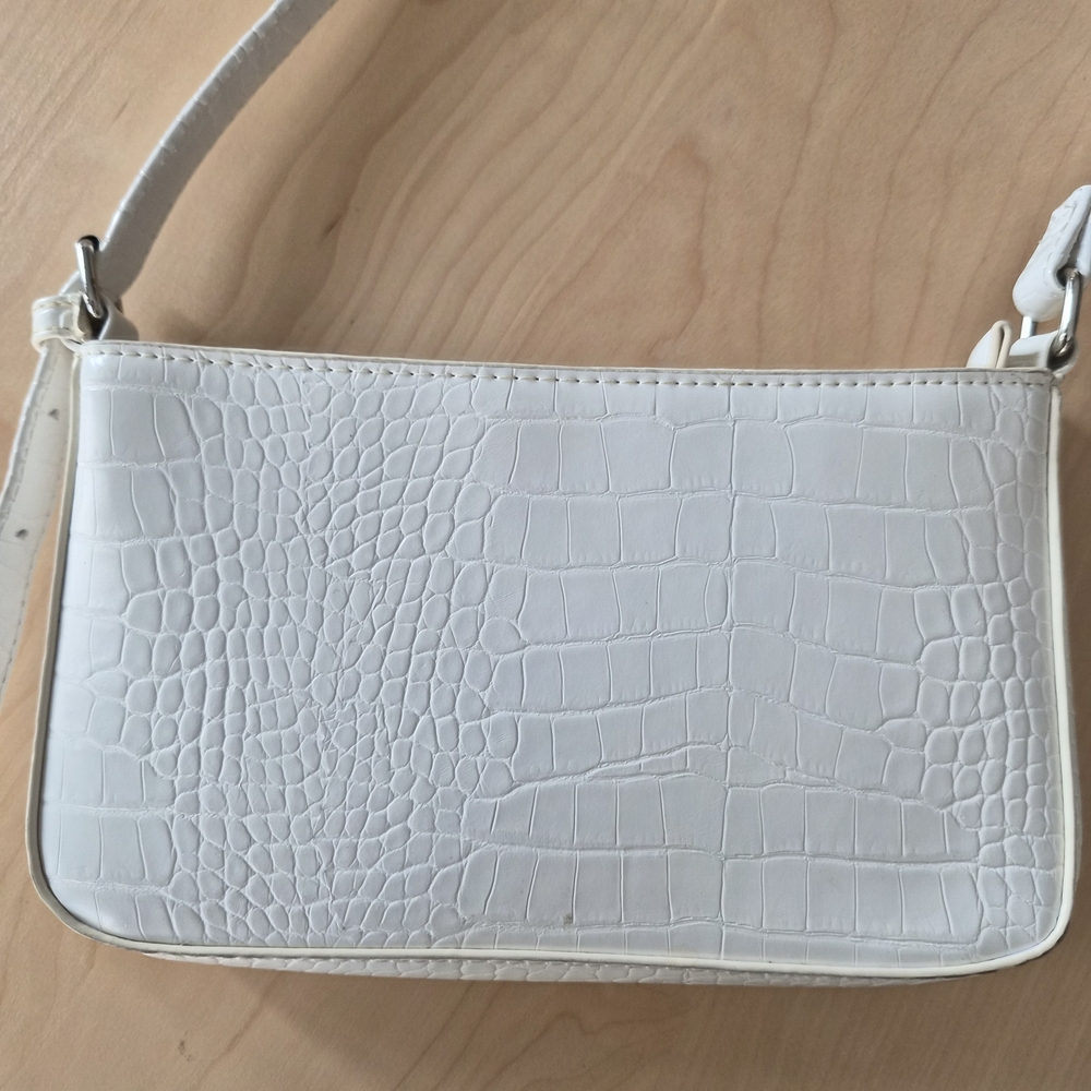 ☆5/$15☆Cotton On White Croc-Embossed Shoulder Bag | Mini Baguette Style - Picture 3 of 16